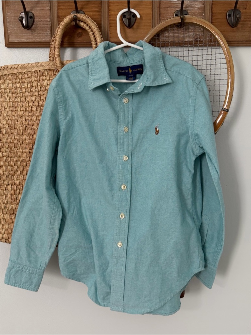 Ralph Lauren size 8 boys Teal Long Sleeve Button Down Shirt